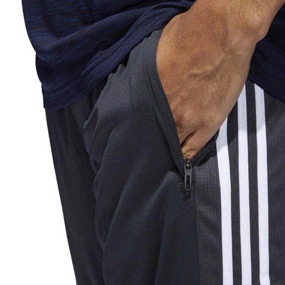 Adidas Grey Three Strip Logo Men Active Shorts - Picture 4 of 8